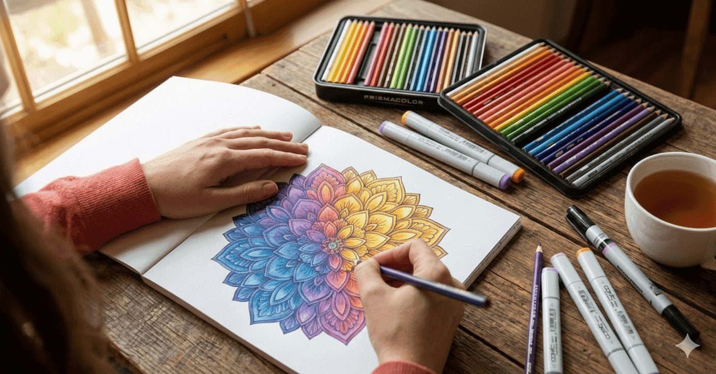 Learning adult coloring techniques